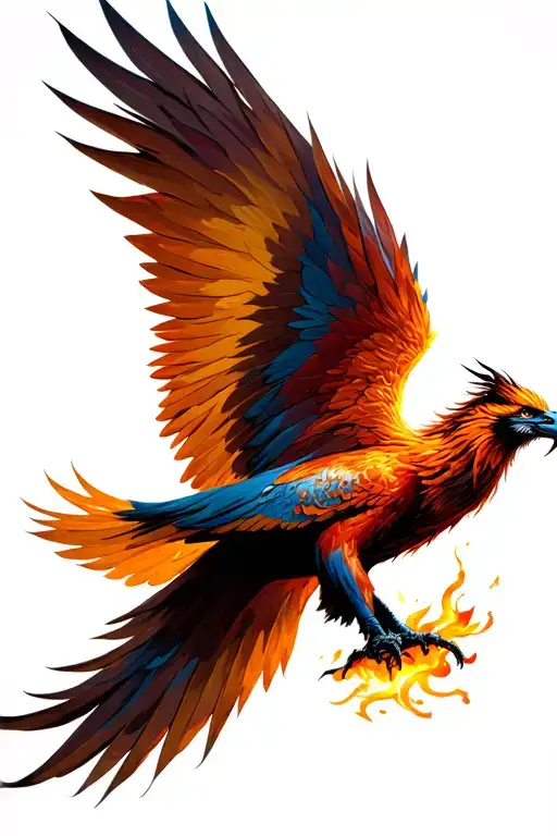 phoenix rising from the ashes flying tattoo design idea