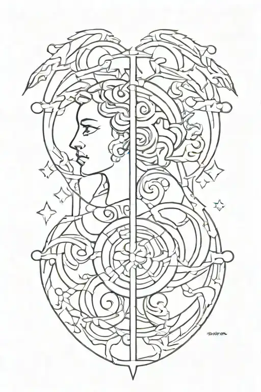 Naples, zodiac sign Gemini tattoo design idea