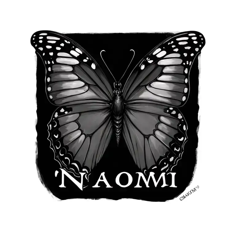 "Naomi " butterfly tattoo design idea