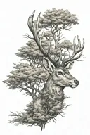 deer head with trees tattoo design idea