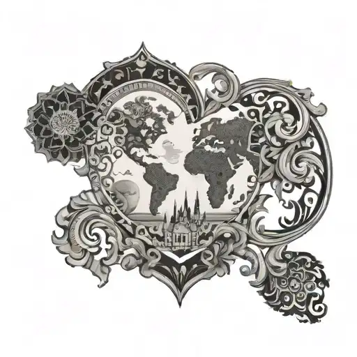 baroque pattern african continent focal point tattoo design idea
