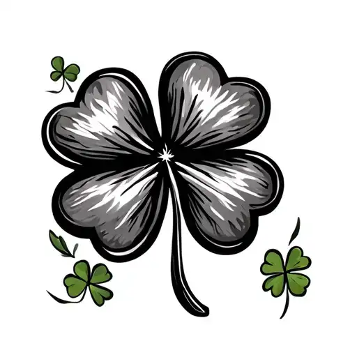 Small Shamrock black and white with triquetra leafs tattoo design idea