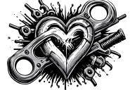 "Hot connecting rod, cold heart" mechanics tattoo design idea