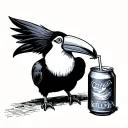 toucan drinking from a straw in a can like the catfish and the bottlemen album cover tattoo design idea