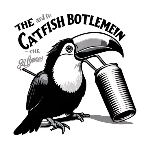toucan drinking from a straw in a can like the catfish and the bottlemen album cover tattoo design idea