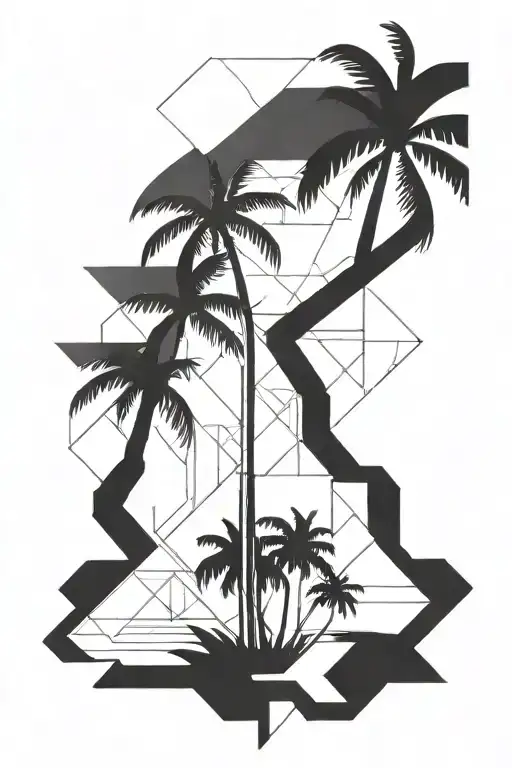 palm tree rectangular tattoo tattoo design idea