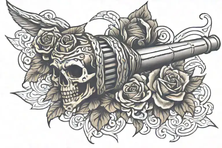 mace weapon wrapped tattoo design idea