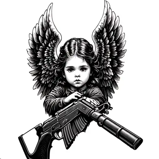 angel bebe con ak 47  tattoo design idea