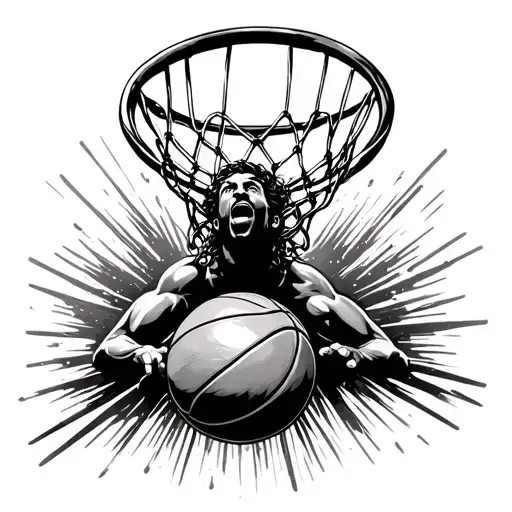Breaking the basket while dunking tattoo design idea