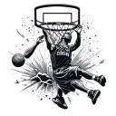 Breaking the basket while dunking tattoo design idea