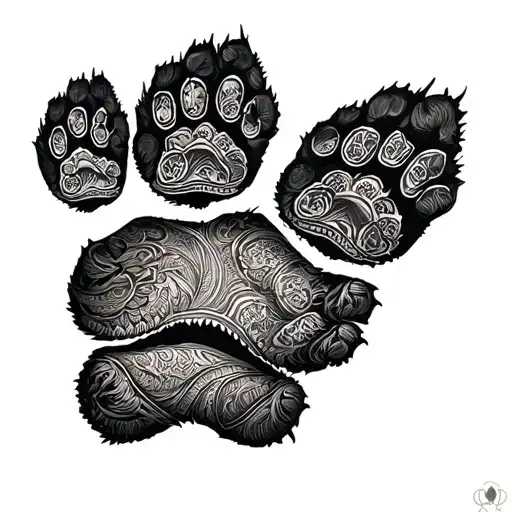 paw print hand tattoo with Mandela  tattoo design idea