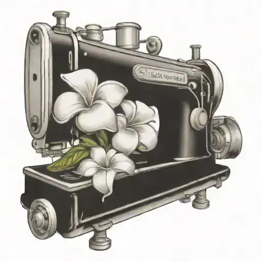 sewing machine hawaii plumeria tattoo design idea