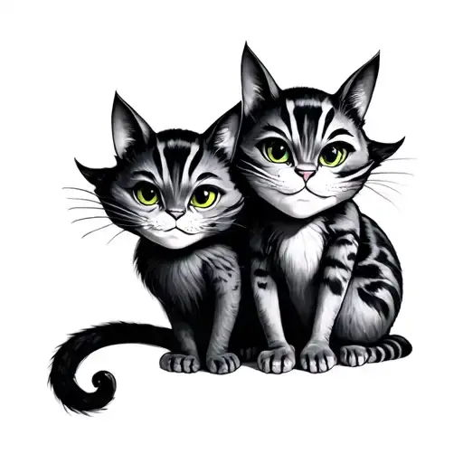 dark alice in wonderland and cheshire cat tattoo design idea