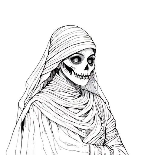 mummy girl scary tattoo design idea