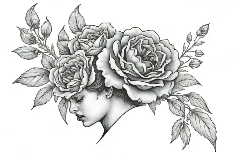 sabrina with the birth flower of march tattoo design idea