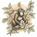 monkey sage sitting beneath a heavenly peach tree  tattoo design idea