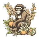 monkey sage sitting beneath a heavenly peach tree  tattoo design idea