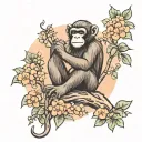 monkey sage sitting beneath a heavenly peach tree  tattoo design idea
