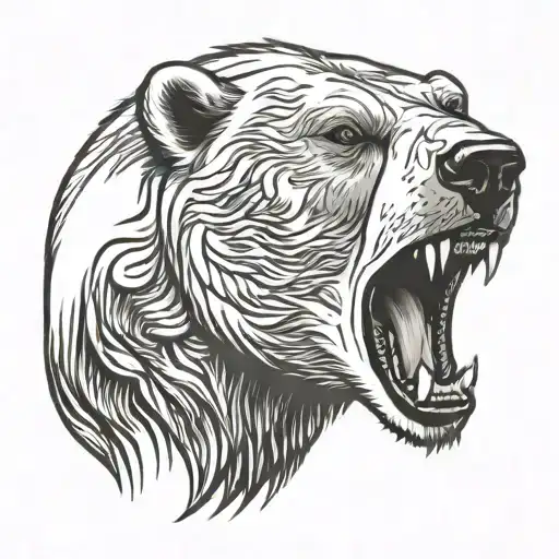 polar bear head growling tattoo design idea