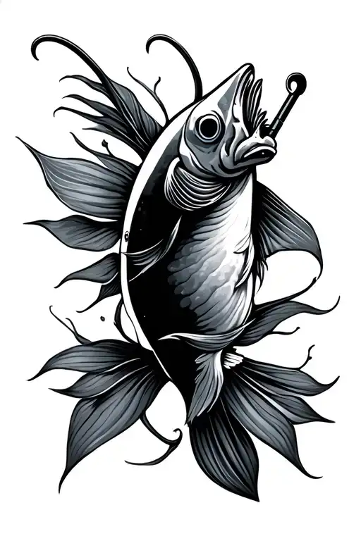 Fish Hook based minimal tattoo tattoo design idea