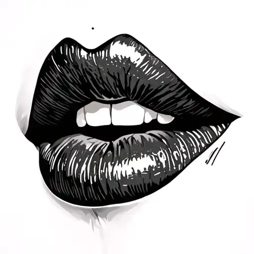 lips like kissed tattoo design idea