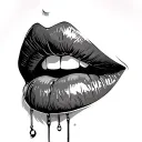 lips like kissed tattoo design idea