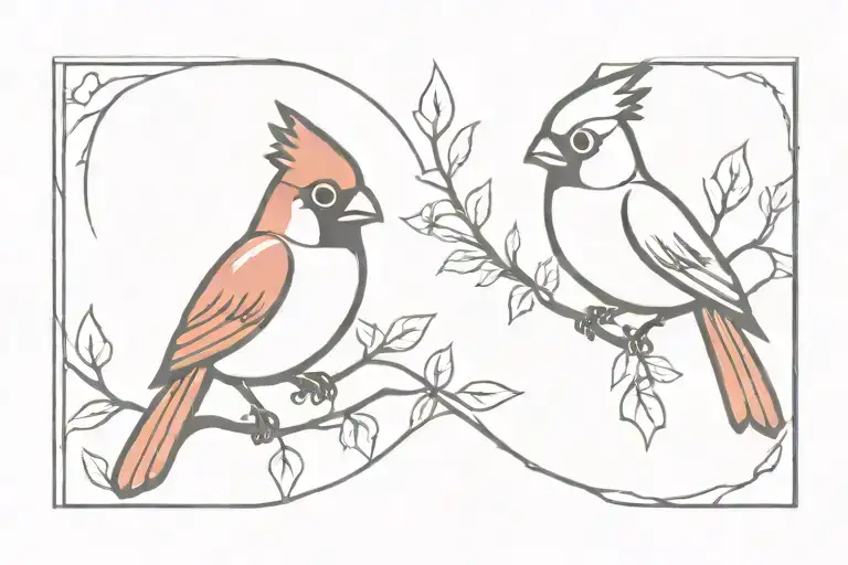 comedy tragedy with cardinal bird tattoo design idea