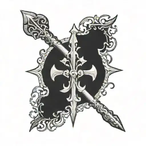 Ukrainian trident cross stitch tattoo design idea