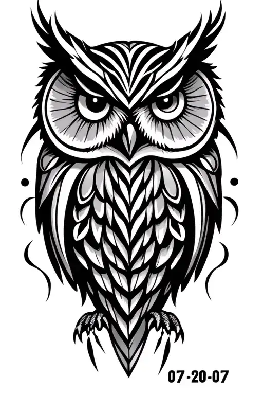 "07-20-07" Tribal Owl tattoo design idea