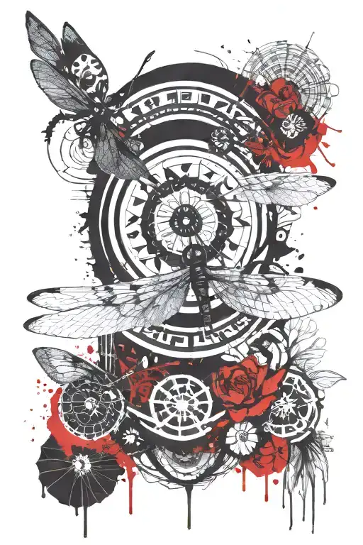 dragonfly mandala design incorporating elements tattoo design idea