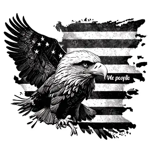 "We the people" bald eagle with American flag  tattoo design idea
