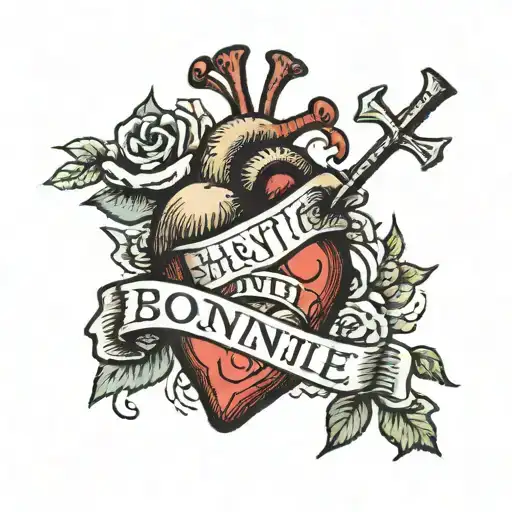 heart with Bonnie written inside tattoo design idea