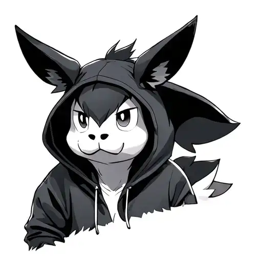 jolteon wearing eeyore hoodie tattoo design idea