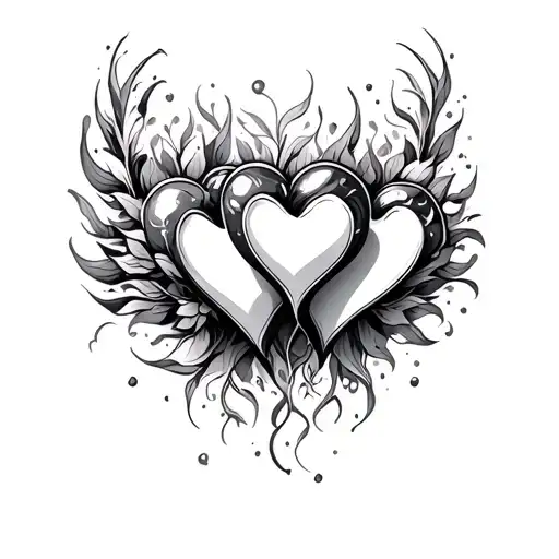 3 Connected Hearts tattoo design idea