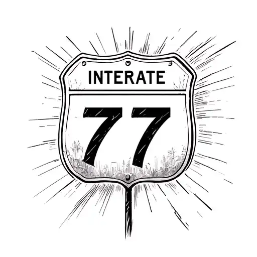 interstate 77 sign on a windy highway road leading into the horizon tattoo design idea