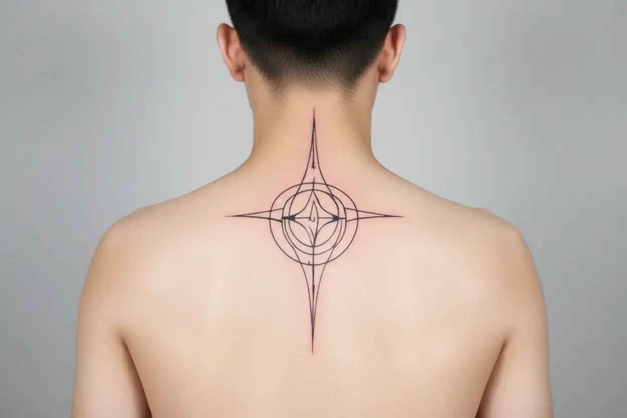cybersigil chest tattoo under collarbones tattoo design idea