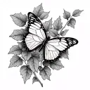 ivy leaves with butterfly tattoo design idea
