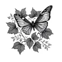 ivy leaves with butterfly tattoo design idea