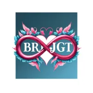"BRMJGT" "BRMJGT" "BRMJGT"  letters incorporated in forming infinity symbol surrounded by hearts feathered background  tattoo design idea