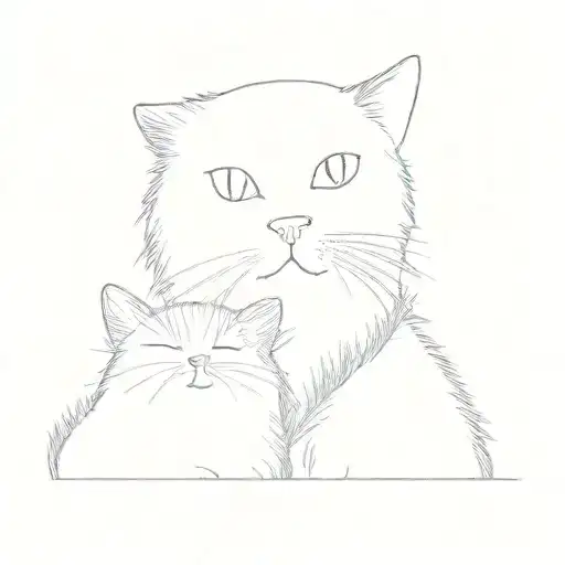 a black cat and a white cat tattoo design idea