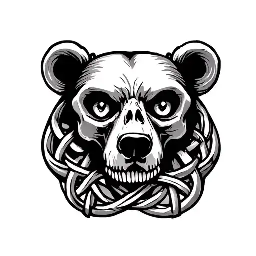 Bear skeleton With Pair Eyes Tattoo Design Featuring Celtic Trinity Knot Tattoo tattoo design idea