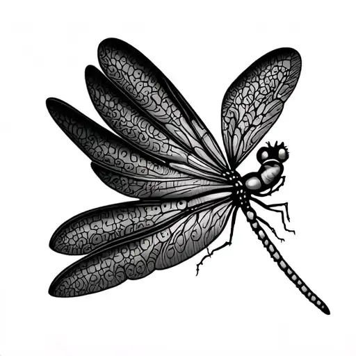 dragonfly clean clear detailed original with love written in the wing pattern tattoo design idea