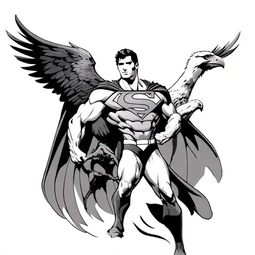 superman and eagle tattoo design idea
