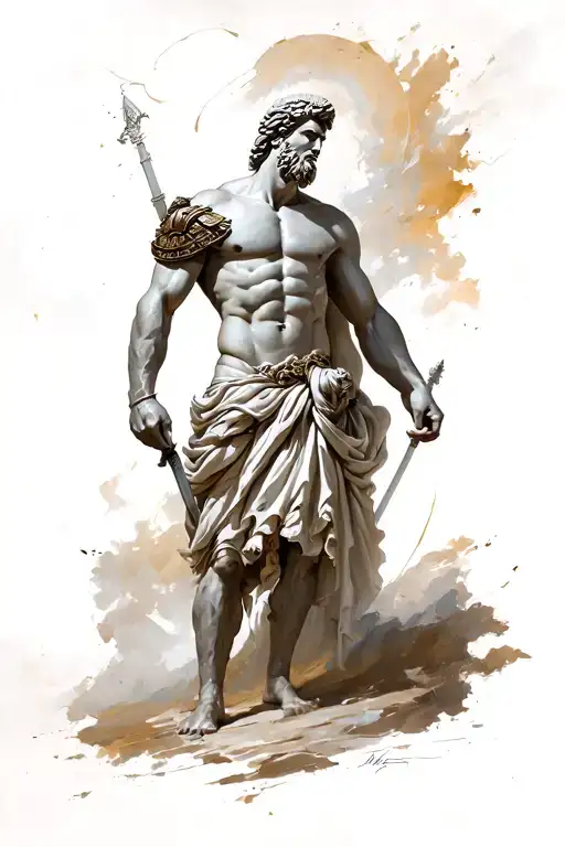 You could generate a full arm design, two -piece (the one above Zeus) (the below a gladiator warrior) tattoo design idea