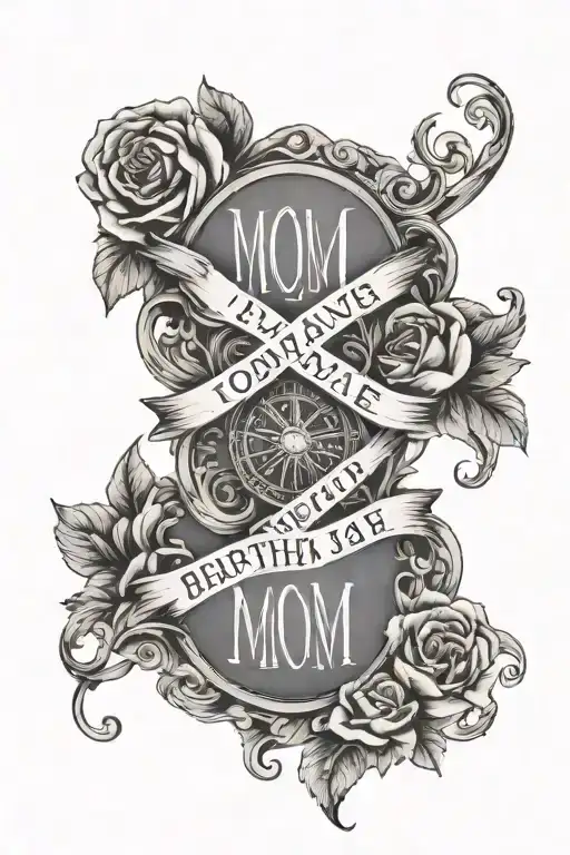 mom birthdate with roman numerals tattoo design idea