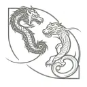 dragon and tiger yin yang symbol tattoo design idea