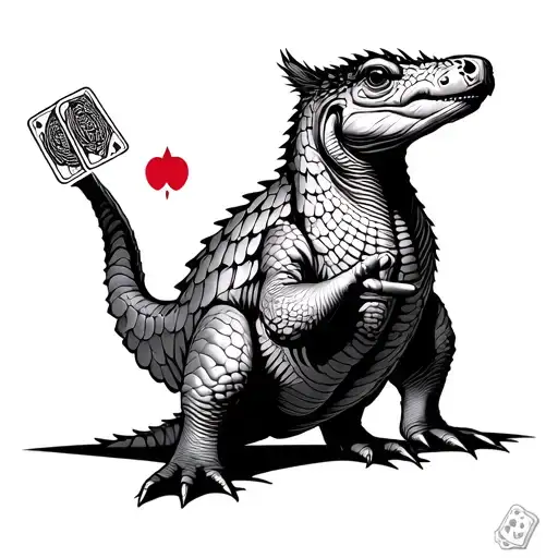 Pangolin playing poker tattoo design idea