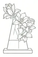 traffic cone with narcissist flowers tattoo design idea