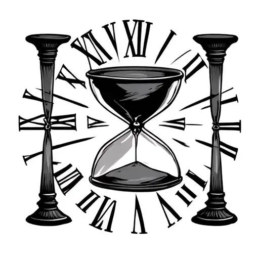 hourglass but also roman numeral 13 tattoo design idea