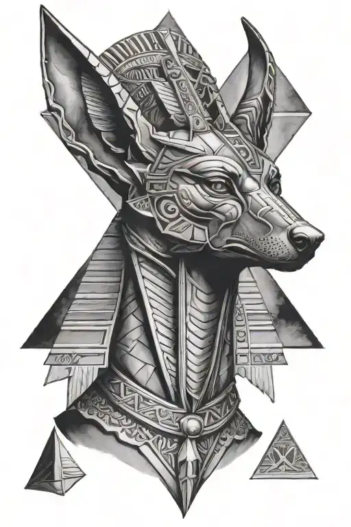 Anubis With Pyramids inside tattoo design idea